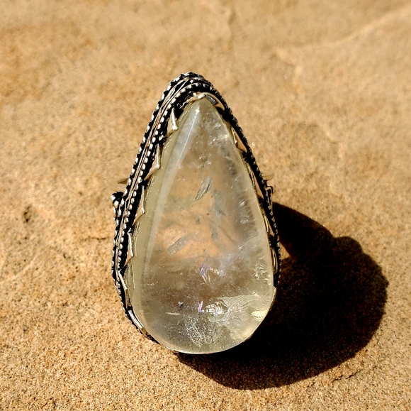 New Rainbow Dichroic Glass 925 Silver Ring. - Picture 8 of 9